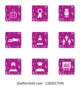 Rapport icons set. Grunge set of 9 rapport vector icons for web isolated on white background