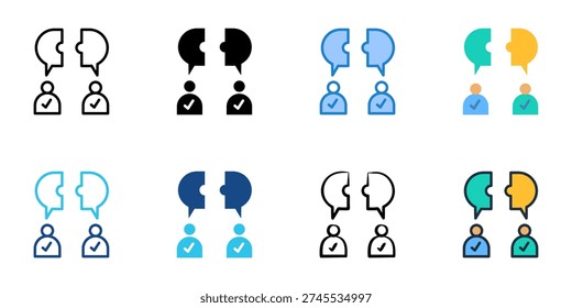 Rapport icons set multiple style collection. Editable stroke 
