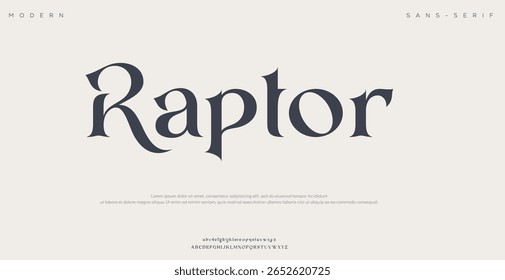 Raptor alphabet letters font. Classic Modern Serif Lettering Minimal Fashion Designs. Typography decoration fonts for branding, wedding, invitations, logos. vector illustration