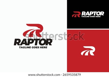Raptor Bird of Prey like Eagle Falcon Hawk Buzzard Osprey with initial letter R logo design