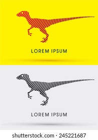 Raptor dinosaur, designed using red and black  cycle line, logo, symbol, icon, graphic, vector.