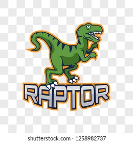raptor dinosaur isolated on transparent background. vector illustration