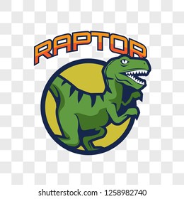 raptor dinosaur isolated on transparent background. vector illustration