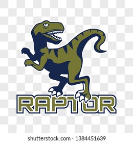 raptor dinosaur isolated on transparent background. vector illustration