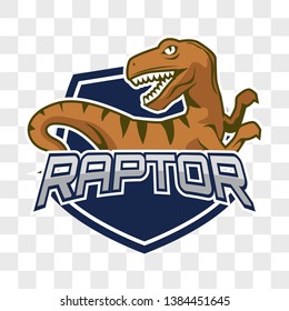 raptor dinosaur isolated on transparent background. vector illustration