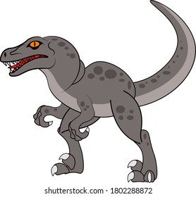 Raptor dinosaur. Vector illustration on the theme of archaeology and dinosaurs on a white isolated background.