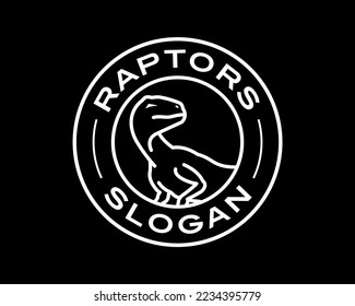 Raptor Dinosaurier Velociraptor Tyrannosaurus Line Art Label Etikettenkennzeichnung Insigna Vektorlogo Design