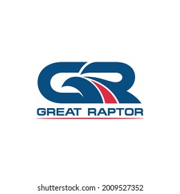 Icono de Raptor Águila. Diseño de logotipo de letra G y R. Ilustración vectorial.