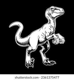 Raptor Hand Drawn Illustration in Monochrome