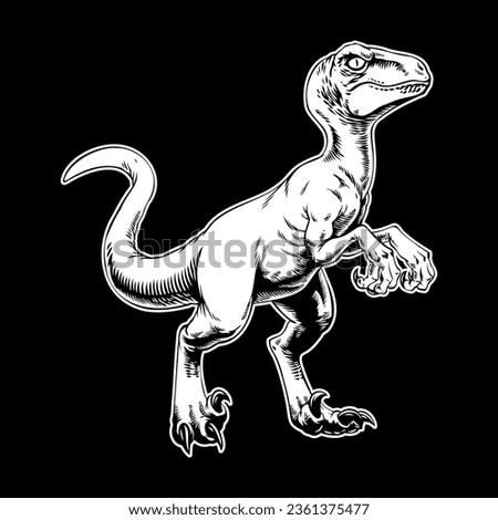 Raptor Hand Drawn Illustration in Monochrome 商業照片 © 
