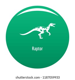 Raptor icon. Simple illustration of raptor vector icon for any design green