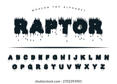 Raptor Kill stylish Font and Alphabet abcd diseño de Vector de fuentes