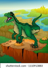 Raptor with landscape background.