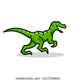 raptor logo icon, smile tyrannosaurus, Vector illustration of cute cartoon dino character for children and scrap book