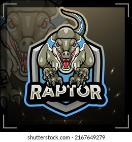 Raptor mascot. esport logo badge