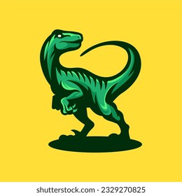 Raptor modern logo isolated on yellow background. Design vector idea suitable for esport team and sport team