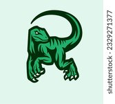 Raptor with R shape modern logo isolated on yellow background. Design vector idea suitable for esport team and sport team