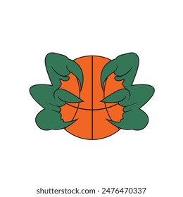 Raptor sport logo, Dinosaur sport logo design. A dinosaur T Rex or raptor basketball player cartoon animal sports mascot holding a ball in its claw