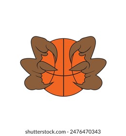 Raptor sport logo, Dinosaur sport logo design. A dinosaur T Rex or raptor basketball player cartoon animal sports mascot holding a ball in its claw