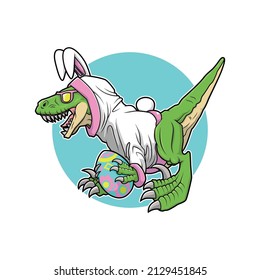 raptor wearinng bunny costume vector illustration design