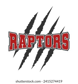 Raptors sport mascot emblem animal scratch claw stripes spirit school team.