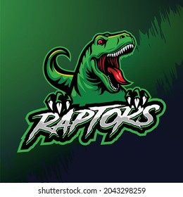 Ilustración del logo de la mascota de Raptors t rex