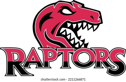 Raptors text with Raptors Head Clipart (Editable file) - Vector Illustration