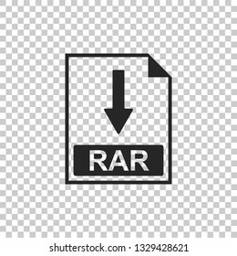 RAR file document icon. Download RAR button icon isolated on transparent background. Flat design. Vector Illustration