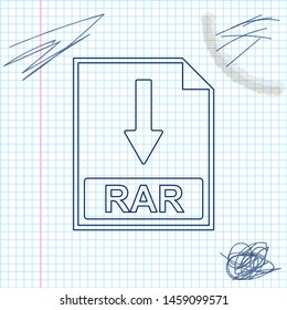 RAR file document icon. Download RAR button line sketch icon isolated on white background. Vector Illustration