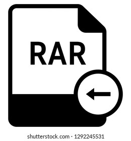 RAR file format with arrow left symbol icon vector for web and mobile application isolated on white background
