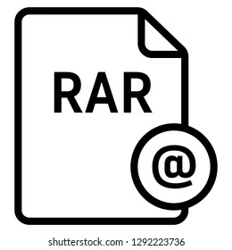 RAR file format with at-sign symbol icon vector for web and mobile application isolated on white background