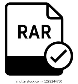 RAR file format with check symbol icon vector for web and mobile application isolated on white background