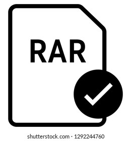 RAR file format with check symbol icon vector for web and mobile application isolated on white background