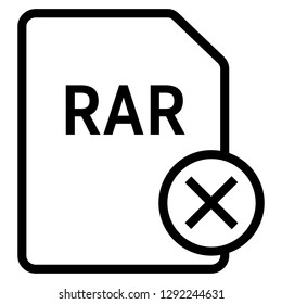 RAR file format with cross symbol icon vector for web and mobile application isolated on white background