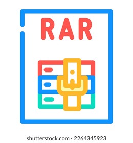 rar file format document color icon vector. rar file format document sign. isolated symbol illustration