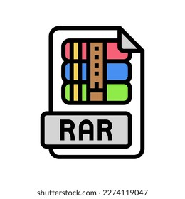 rar file format document color icon vector. rar file format document sign. isolated symbol illustration