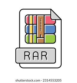 rar file format document color icon vector. rar file format document sign. isolated symbol illustration