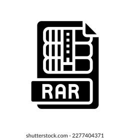 rar file format document glyph icon vector. rar file format document sign. isolated symbol illustration