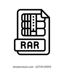 rar file format document line icon vector. rar file format document sign. isolated contour symbol black illustration