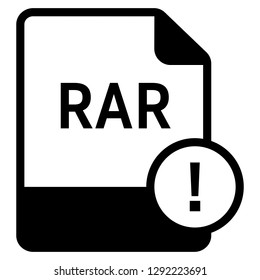 RAR file format with exclamation symbol icon vector for web and mobile application isolated on white background