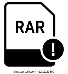 RAR file format with exclamation symbol icon vector for web and mobile application isolated on white background