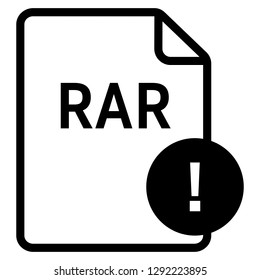 RAR file format with exclamation symbol icon vector for web and mobile application isolated on white background