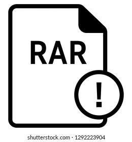 RAR file format with exclamation symbol icon vector for web and mobile application isolated on white background