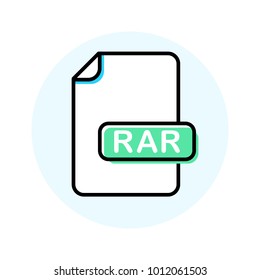 RAR file format, extension color line icon. Vector illustration