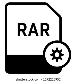 RAR file format with gear symbol icon vector for web and mobile application isolated on white background