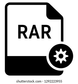 RAR file format with gear symbol icon vector for web and mobile application isolated on white background