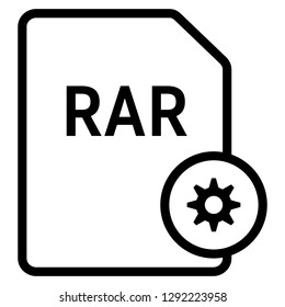 RAR file format with gear symbol icon vector for web and mobile application isolated on white background