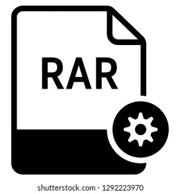 RAR file format with gear symbol icon vector for web and mobile application isolated on white background