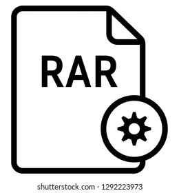 RAR file format with gear symbol icon vector for web and mobile application isolated on white background