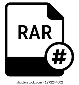 RAR file format with hashtag symbol icon vector for web and mobile application isolated on white background
